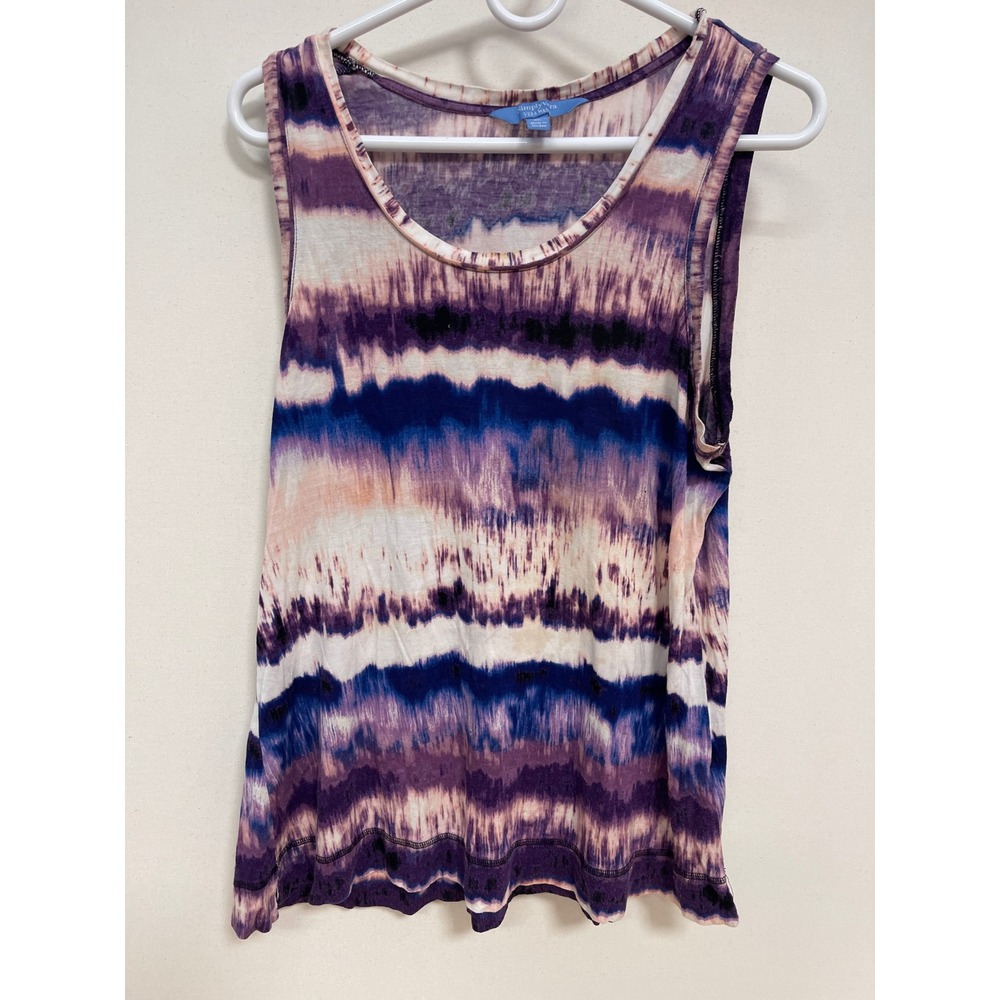 Simply Vera Vera Wang Tie Dye Tank Top Purple Blue XL Sleeveless Scoop Neck